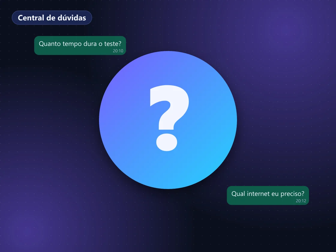Balões de perguntas e respostas sobre IPTV organizados por tema ao redor de uma TV