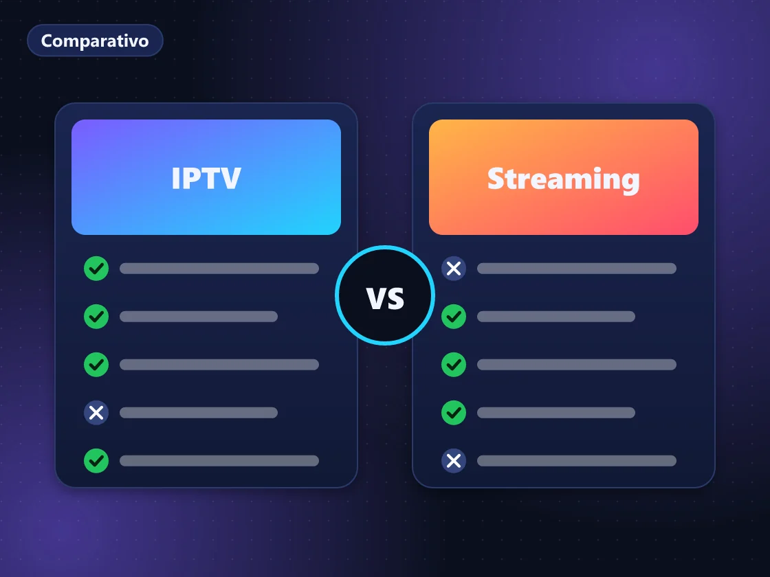 Ilustração de TV dividida entre canais ao vivo e um catálogo de séries sob demanda